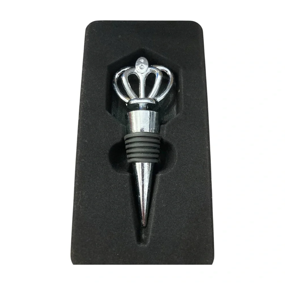 Wine Stopper Decorative Crown  - Silver - NIB